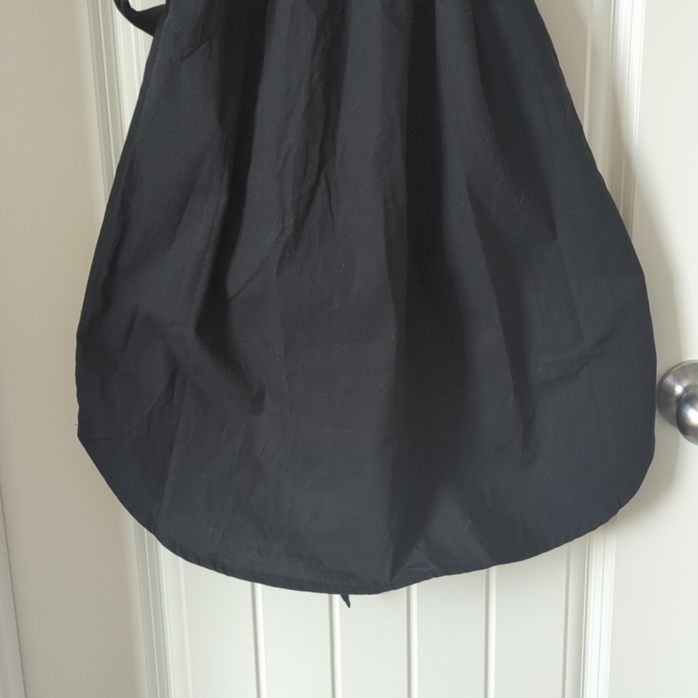 Classic Black Cotton Button-Front Shirt Dress with Belt, Pockets 3/4 Sleeves LG - Picture 10 of 12